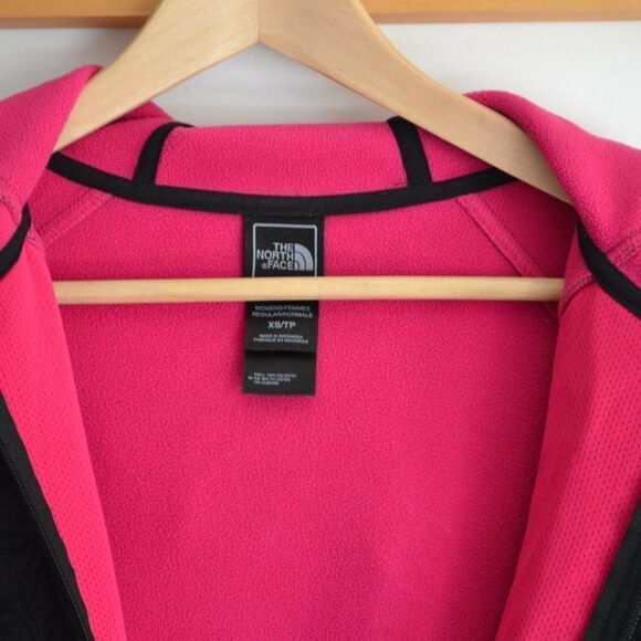 𝅺the North Face polar zip up jacket hoodie coat pink and black vest XS - Picture 12 of 15